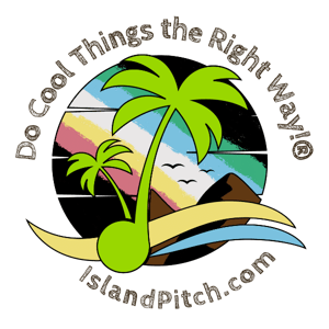 Do Cool Things the Right Way!® and IslandPitch.com wrapped around the Island Pitch Disability Pride logo in a circle